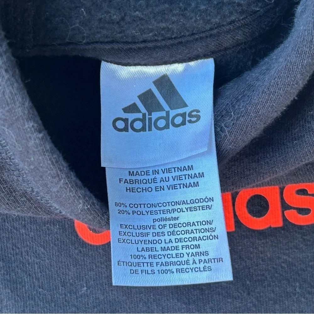 Adidas Youth Black Hoodie w/ Red & Orange Stripes | Size M (10/12)